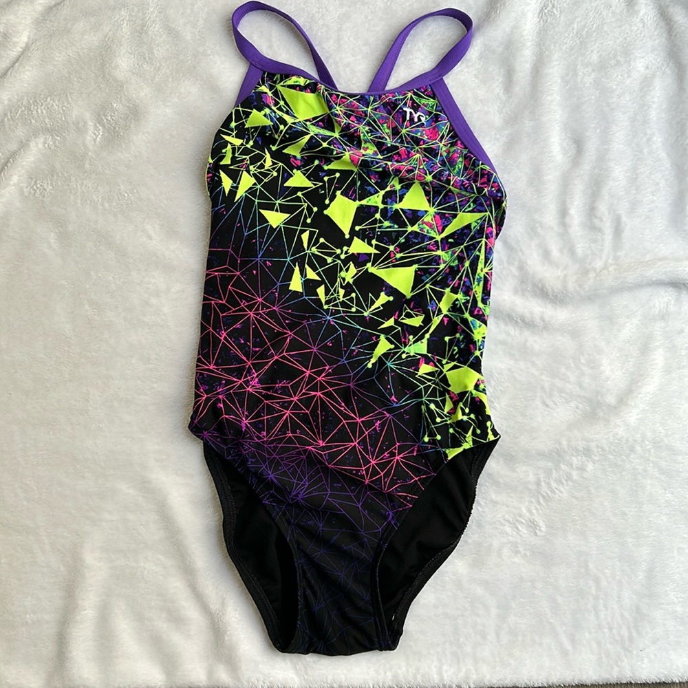 TYR one piece bathing suit multi coloured size 30